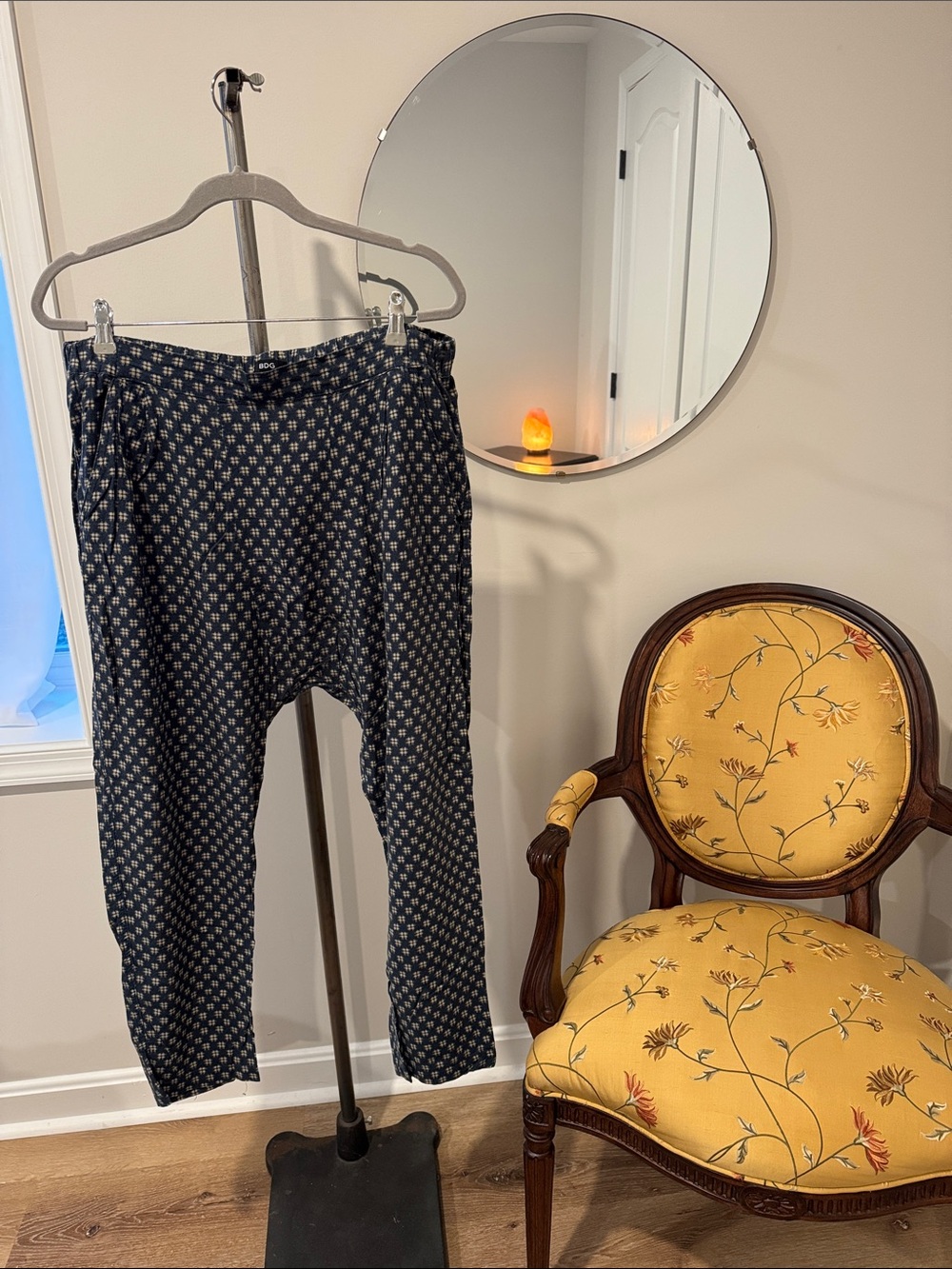 Urban Outfitters Navy Patterned Pull-On Pants